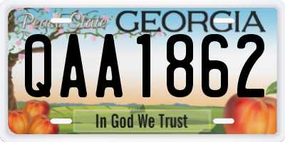 GA license plate QAA1862