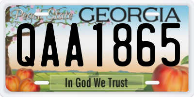 GA license plate QAA1865