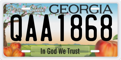 GA license plate QAA1868
