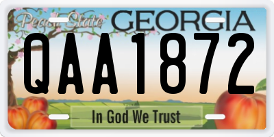GA license plate QAA1872