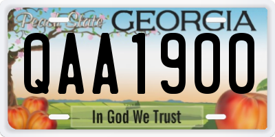 GA license plate QAA1900