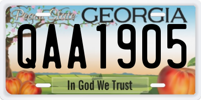 GA license plate QAA1905