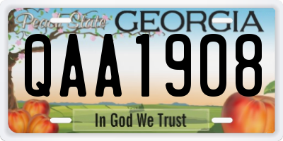GA license plate QAA1908