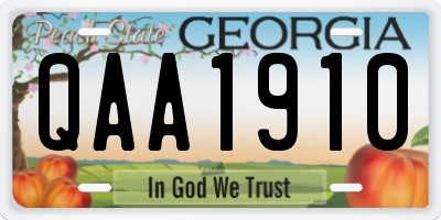 GA license plate QAA1910