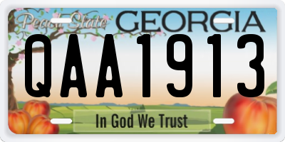 GA license plate QAA1913