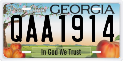 GA license plate QAA1914