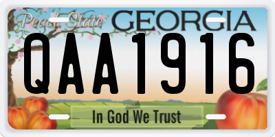 GA license plate QAA1916