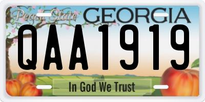 GA license plate QAA1919