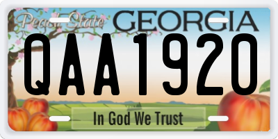 GA license plate QAA1920