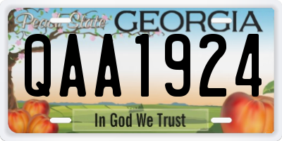 GA license plate QAA1924