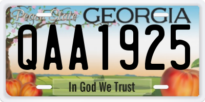 GA license plate QAA1925