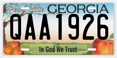 GA license plate QAA1926