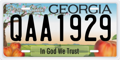 GA license plate QAA1929