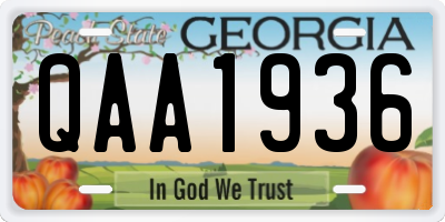 GA license plate QAA1936