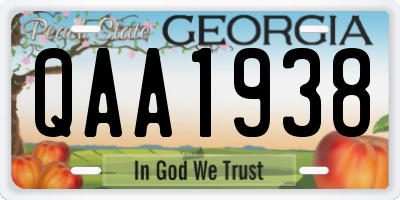 GA license plate QAA1938