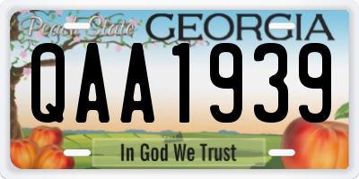 GA license plate QAA1939