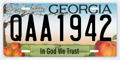 GA license plate QAA1942