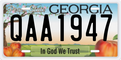 GA license plate QAA1947