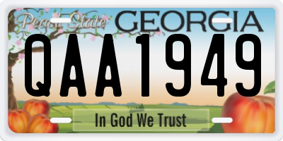 GA license plate QAA1949