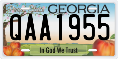 GA license plate QAA1955