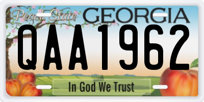 GA license plate QAA1962