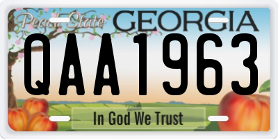 GA license plate QAA1963