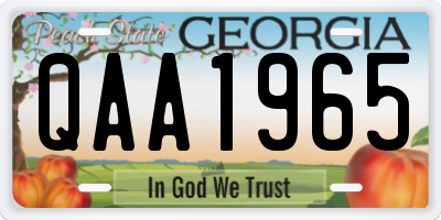 GA license plate QAA1965