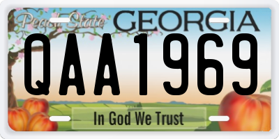 GA license plate QAA1969