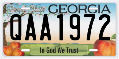 GA license plate QAA1972