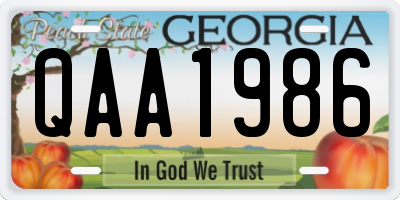 GA license plate QAA1986