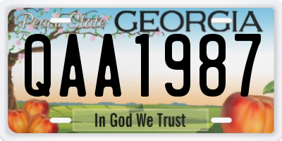 GA license plate QAA1987