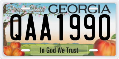 GA license plate QAA1990