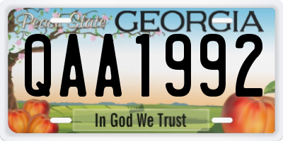 GA license plate QAA1992