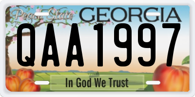 GA license plate QAA1997