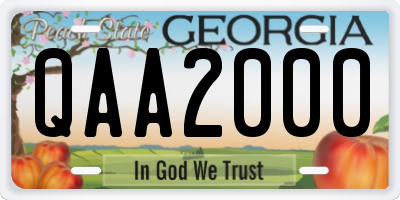 GA license plate QAA2000