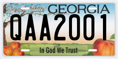GA license plate QAA2001