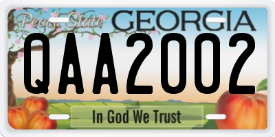 GA license plate QAA2002