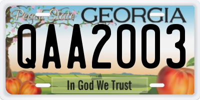 GA license plate QAA2003