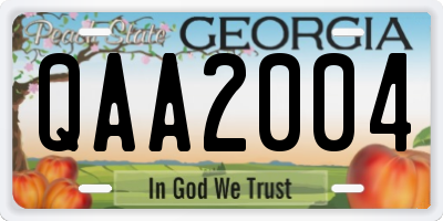 GA license plate QAA2004
