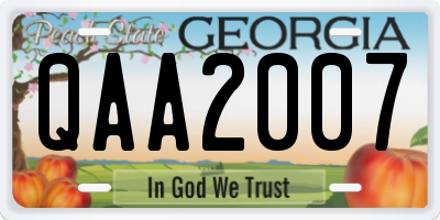 GA license plate QAA2007