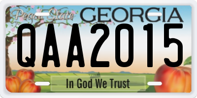 GA license plate QAA2015