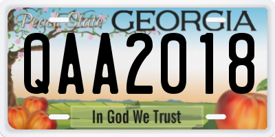 GA license plate QAA2018