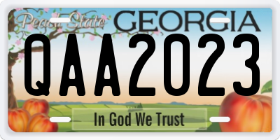GA license plate QAA2023