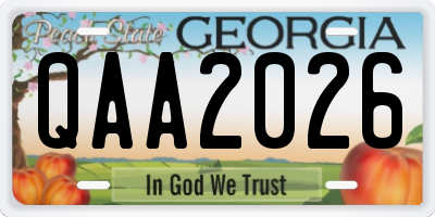 GA license plate QAA2026