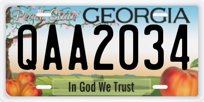 GA license plate QAA2034