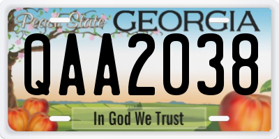 GA license plate QAA2038