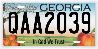 GA license plate QAA2039