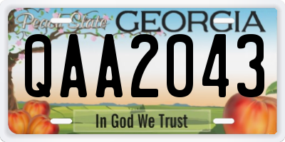 GA license plate QAA2043