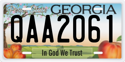 GA license plate QAA2061