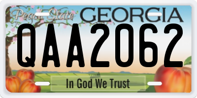 GA license plate QAA2062